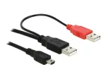 USB-kaabel DeLOCK 2x USB2.0-A-pistik / USB mini 5-kontaktiline 1 m Must