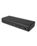 ICY BOX IB-DK7401-CU31 17-&uuml;hes USB-C dokkimisjaam, 6 videov&auml;ljundit, 8K, DisplayLink, USB 3.2 Gen 2, 140 W PD 3.1, 2,5 GbE, SD/microSD, must
