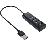 InLine USB 2.0 4-pordiline jaotur, Type-A-pistik 4x Type-A emasele, must, 30cm, &otilde;huke