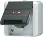JUNG 820 NA W WG 800 pealepandav Schuko pesa, IP44, sildiv&auml;ljaga