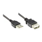 USB 2.0 pikenduskaabel A-pistik A-pesasse, must, 15 cm, Good Connections&reg; (2511-OF01S)