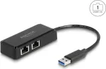 Delock 64194 USB Type-A kahe Gigabit LAN pesaga adapter, must