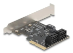 Sisemine SATA-adapter DELOCK 90890 &mdash; PCIe kuni 5&times; SATA (JMicron JMB585), madalprofiilne, must