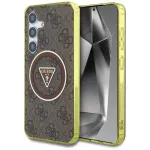 Guess 4G Glitter Triangle Buttons MagSafe Case Samsung Galaxy S25 (Pruun)