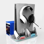 iLike DZ504 &otilde;huke mitmikdokkimisjaam PlayStation 5 PS5 pultidele jahutusventilaatorite ja RGB-ga must