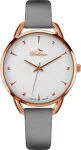BELLEVUE Women's Analog Quartz Watch B34 38mm Stainless Steel Case White Dial Black Leather Strap
