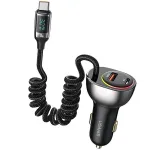 USAMS C37 Auto laadija 1xUSB-A + 1xUSB-C 60W koos USB-C &ndash; USB-C kaabliga 30W PD+QC kiirlaadimine Must CC192CC01 (US-CC192)