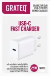 GRATEQ SAANA GaN USB-C 25W PD/PPS seinadapter valge