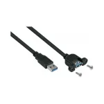 GoodConnections Alcasa UK30P-AEA-020S USB 3.0 paneelpaigaldusega pikenduskaabel, USB-A pistik to USB-A pesa, 2 m, must