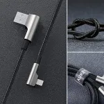 CB-AL01 Must OEM Nailonkaabel USB Lightning 2m 90-kraadise pistikuga C