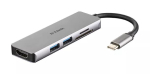 D-Link 5-in-1 USB-C jaotur HDMI ja SD/microSD-kaardilugejaga