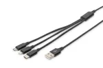 DIGITUS 3-in-1 Charger kaabel USB A-Lightning + micro B + USB-C 1m