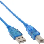 InLine USB 2.0 kaabel, t&uuml;&uuml;p A-pistik / t&uuml;&uuml;p B, sinine l&auml;bipaistev, 3 m
