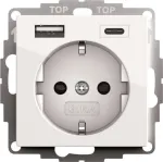Gira SCHUKO USB toitepistikupesa, 2-sunnaga, puhas valge, mudel 245903