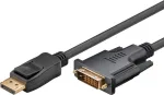 Wentronic Goobay DisplayPort-DVI-D adapterkaabel 1.2, must, 5 m - DisplayPort-pistik > DVI-D-pistik Dual-Link (24+1-kontaktiline) (51963)