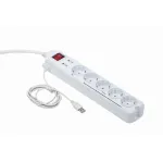 Liigpingekaitse Gembird PCW-MS-2G valge 5 vahelduvvoolu pistikupesa 250V 1,8m