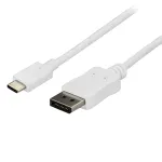 StarTech.com 6ft/1,8m USB-C - DisplayPort 1.2 kaabel 4K 60Hz - USB-C - DisplayPort adapterkaabel HBR2 - USB USB-C DP Alt Mode - DP monotor video kaabel - t&ouml;&ouml;tab Thunderbolt 3-ga - valge