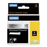 DYMO Rhino t&ouml;&ouml;stuslikud p&uuml;sivad pol&uuml;estersildid | 12 mm x 5,5 m | Must tr&uuml;kk metallikul | Rhino ja LabelManager silditegijatele