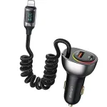USAMS C37 Autolaadija 60W 1xUSB-A + 1xUSB-C PD+QC Kiirlaadimine Lightning-kaabliga 30W Must CC193CC01 (US-CC193)