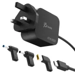 J5CREATE 67W GaN PD USB-C Mini Laadija 3 T&uuml;&uuml;pi DC-pistikuga