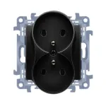 KONTAKT SIMON 10 Moodul Topeltpistikupesa 2x Z/U Kruvi&uuml;hendused 16A 250V Matt Must