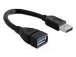 Delock 82776 USB 3.0 pikenduskaabel, USB-A isane &ndash; USB-A emane, 0,15 m, must