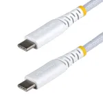 StarTech.com 1m (3ft) valge USB-C laadimiskaabel, 60W (3A) PD, kahekihilise punutud nailon/TPE mantliga, vastupidav USB-C laadimisjuhe, USB 2.0 s&uuml;learvuti laadimiskaabel