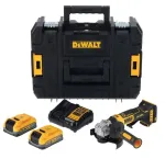 DEWALT DCG404S2T-QW 18V Juhtmeta Nurklihvija 125mm Harjadeta 2x4.0Ah XR Li-Ion Akud ja Laadija TSTAK Karp
