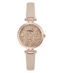 FURLA naiste k&auml;ekell WW00018008L3 38mm roostevabast terasest kvarts-analoog h&otilde;bedase numbrilaua ja musta nahkrihmaga