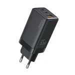USAMS Sandru Series 65W GaN seinadapter 2xUSB-C 1xUSB-A PD3.0 QC3.0 kiirlaadimine must CC180TC01