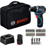 Bosch Professional GSR 12V-32 Juhtmeta puur-kruvikeeraja (12V, 2x 2.0Ah Li-Ion, 36-osaline tarvikukomplekt, t&ouml;&ouml;riistakott, sinine/must)