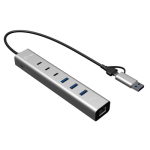 i-tec CAHUBMETAL6LANPD USB-C/USB-A metalljaotur, 6 porti, Gigabit LAN, Power Delivery 85 W, h&otilde;bedane