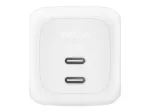 Sisene vahelduvvoolu kiirlaadija Belkin WCH020KQ2MWH-B6 &mdash; 2x USB‑C, 2 m sisseehitatud kaabel, valge