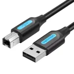 USB 2.0 A-isane B-isasele kaabel 3 m &mdash; Vention &mdash; must PVC, 480 Mbit/s, 2 A