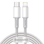 USB-C&ndash;Lightning Baseus tihedalt punutud kaabel, 20W, PD, 2m (valge)