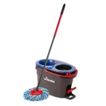 Vileda H2PrO Spin Mop komplekt, p&ouml;&ouml;rlev mopp kahe mahutiga s&uuml;steemi ja teleskoopvarrega, mikrokiud, must/punane/sinine