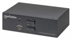Manhattan 153546 KVM-l&uuml;liti, 2-pordiline DisplayPort/USB 2.0, 4K@60Hz, heli, 2 x 1,8 m kaablid