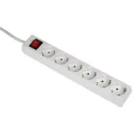 Hama 00108833 6-kohaline pikendusjuhe l&uuml;liti ja lapsekaitsega, 5 m, valge