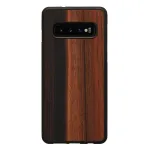 Nutitelefoni &uuml;mbris man and wood Samsung Galaxy S10 jaoks &mdash; eebenmust, kaitsev puidust tagak&uuml;lg ja raam