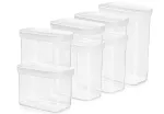 EMSA Optima 3110601051 kuivtoidu hoiun&otilde;ude komplekt, 7 tk, BPA-vaba, plastik, v&auml;rskustihend, Clack-sulgur, l&auml;bipaistev/valge