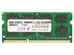 2-Power 8 GB PC3-14900 1866 MHz 1,35 V SODIMM-m&auml;lu, 8 GB, 1 x 8 GB, DDR3L, 1866 MHz, 204-kontaktiline SO-DIMM, roheline