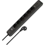 BRENNENSTUHL 6-kohaline pikendusjuhe 1x USB-C, 1x USB-A, liigkaitse 13 500 A, 2 m kaabel, must/antratsiit