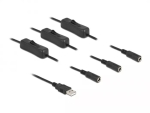 USB-t&uuml;&uuml;p-A-pistik &ndash; 3 x alalisvoolu 5,5 &times; 2,1 mm emast l&uuml;litiga DeLOCK 86798