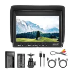 NEEWER F100 v&auml;limonitor + USB-laadija + akukomplekt