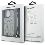 Karl Lagerfeld Crossbody Case with Grained Pattern & Logo for iPhone 16 Pro Max, Grey