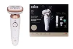 Braun Silk-&eacute;pil 9 Flex SkinSpa SES9-481 3D epilaator, m&auml;rja ja kuiva kasutuse jaoks, valge/kuldne