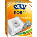 Vaakumitolmukotid SWIRL EcoPor ROB1 &uuml;hilduv asendus erinevatele tolmuimejatele, paberist mikrofilter, 5 tk pakendis
