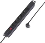 Sygonix SY-6736978 19-tolline 1U rack-kinnitusev&otilde;imalusega pikendusjuhe, 6 Schuko pistikupesa, 2 m kaabel, must