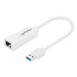 Manhattan USB-A Gigabit v&otilde;rguadapter, valge, 10/100/1000 Mbps v&otilde;rk, USB 3.0, Ethernet, RJ45, kolmeaastane garantii, v&otilde;rdv&auml;&auml;rne USB31000SW-ga.