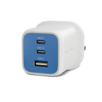 Targus HyperJuice Flex 65W GaN laadija, 2x USB-C + 1x USB, Snorkel Blue (HJ1202BUEU)